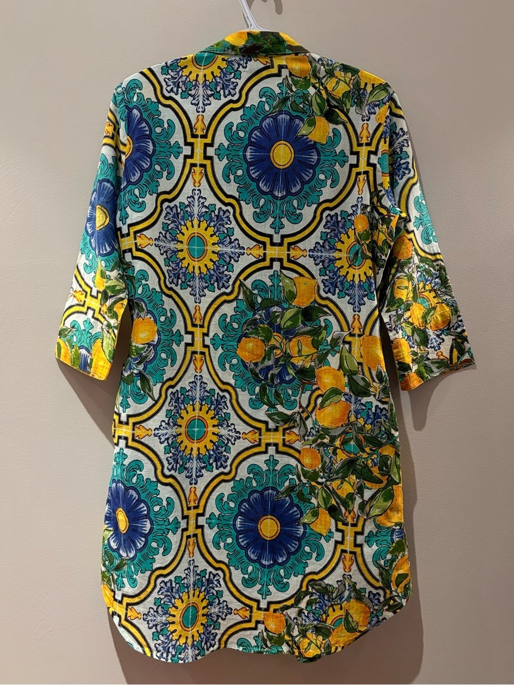 Antica Sartoria Lemon Print Shirt Dress Tunic Mediterranean Resort Wear - Size S - Picture 4 of 8